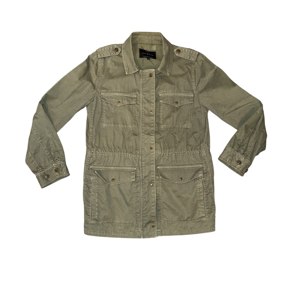 Lucky Brand Utility Field Jacket Womens Medium Olive Green Cotton Stretch